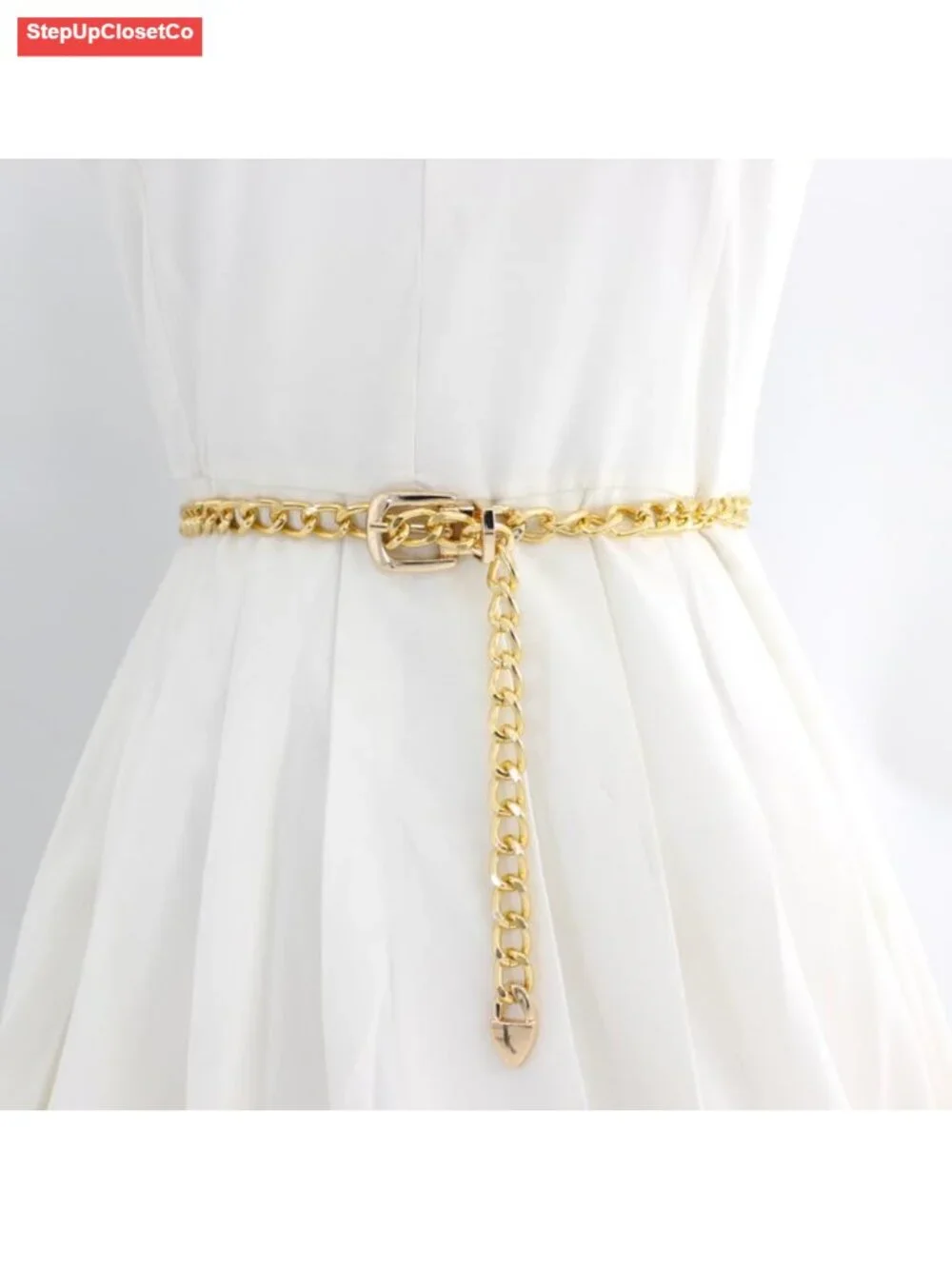 Women's Adjustable Metal Waist Chain Belt with Coin Pendant